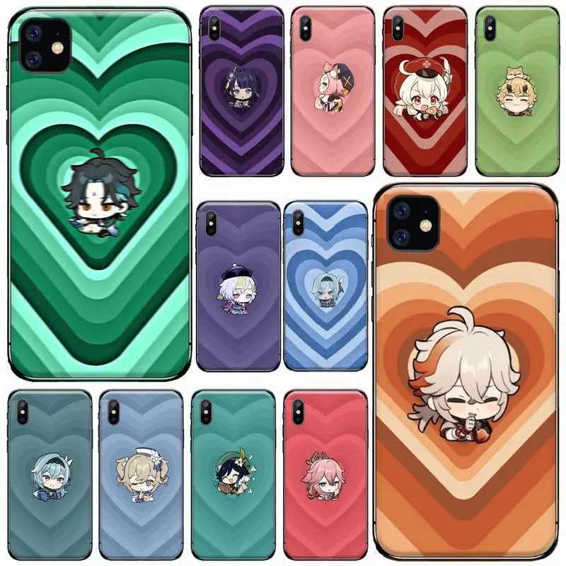 Heart genshin impact cartoon game Phone Case For iphone 12 11 13 7 8 6 s plus x xs xr pro max mini