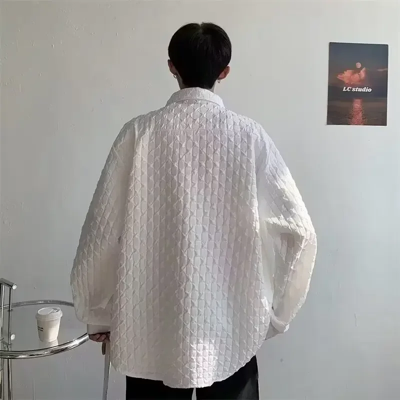 Korean Vintage Casual Loose Shirt For Men Autumn Winter Fashion Harajuku Men's Long Sleeved Shirt Jacket Coat Japan Streetwear