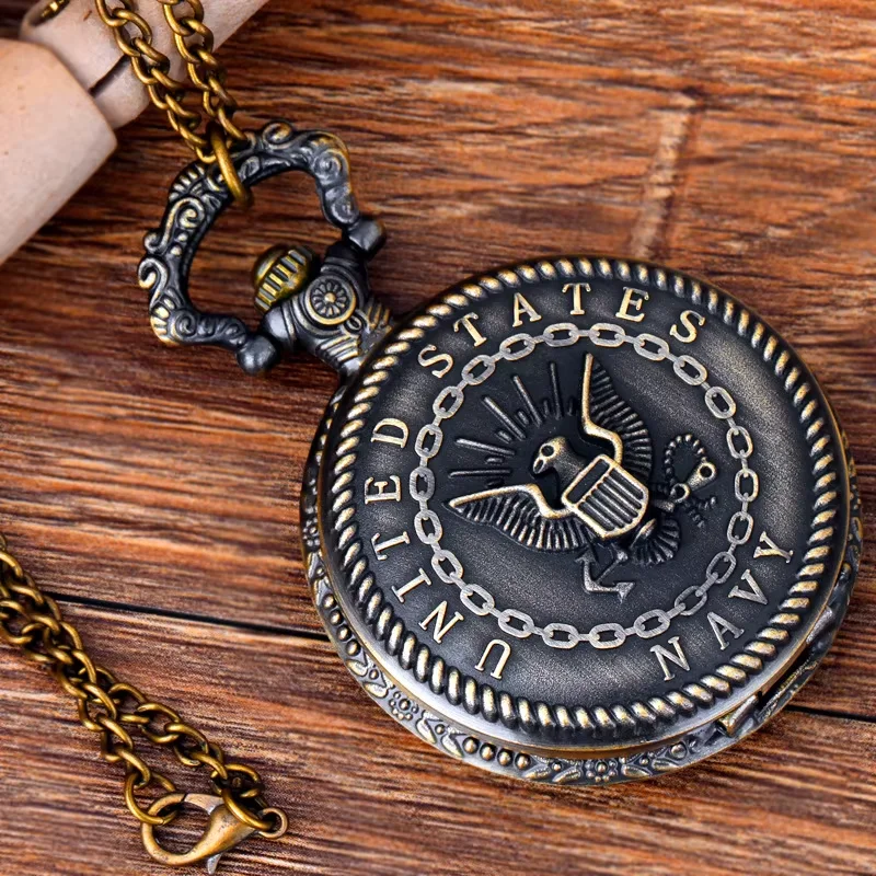 1075Fashion personality large bronze iron chain circle bird shield retro quartz pocket watch Classical vintage pocket watch