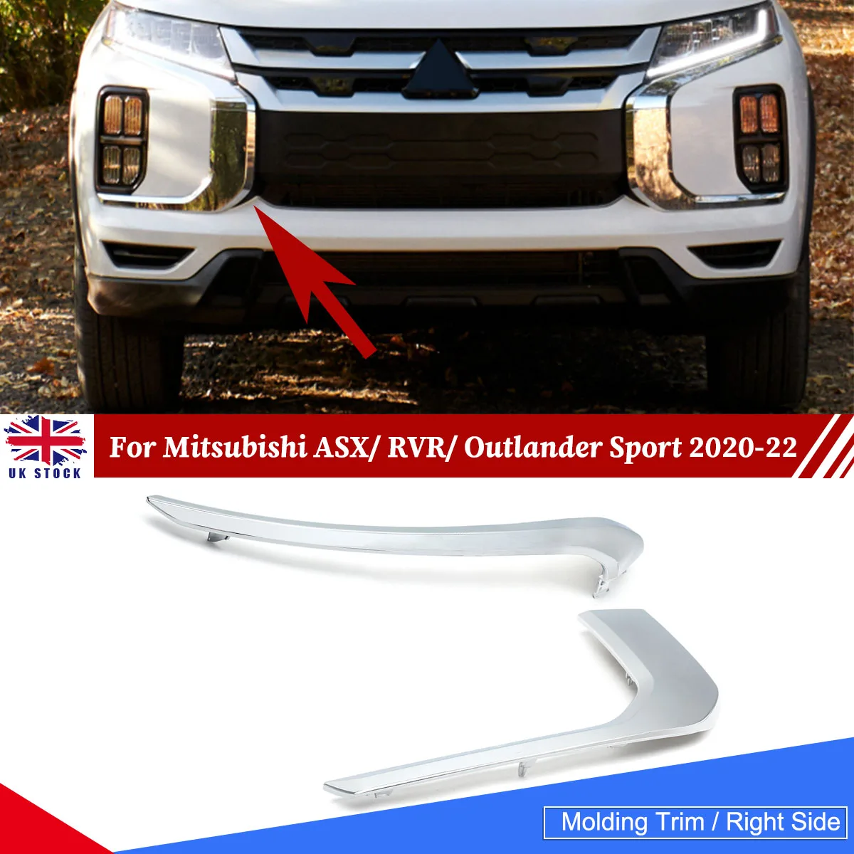 

For Mitsubishi Outlander Sport ASX RVR SE BE ES SP GT Utility 4-Door 2020 2021 2022 Right Side Front Bumper Molding Trim