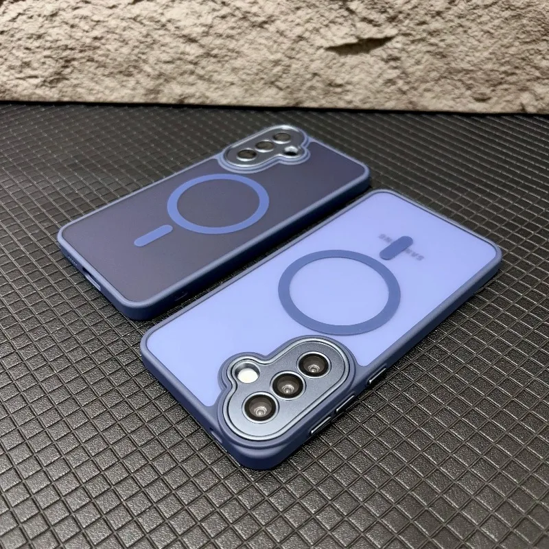 Luxury Translucent Matte Magnetic Wireless Charging Phone Case for Samsung Galaxy A17 A26 A36 A56 A16 A37 A57 Lens Protect Cover