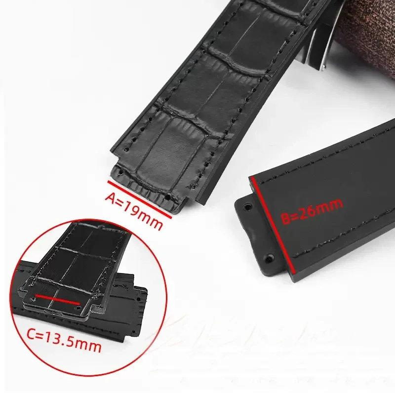 Genuine Leather Watchband for HUBLOT BIG BANG 25*19mm Waterproof Men's cowhide Watch Strap Rubber Watch chain Bracelet Wristband