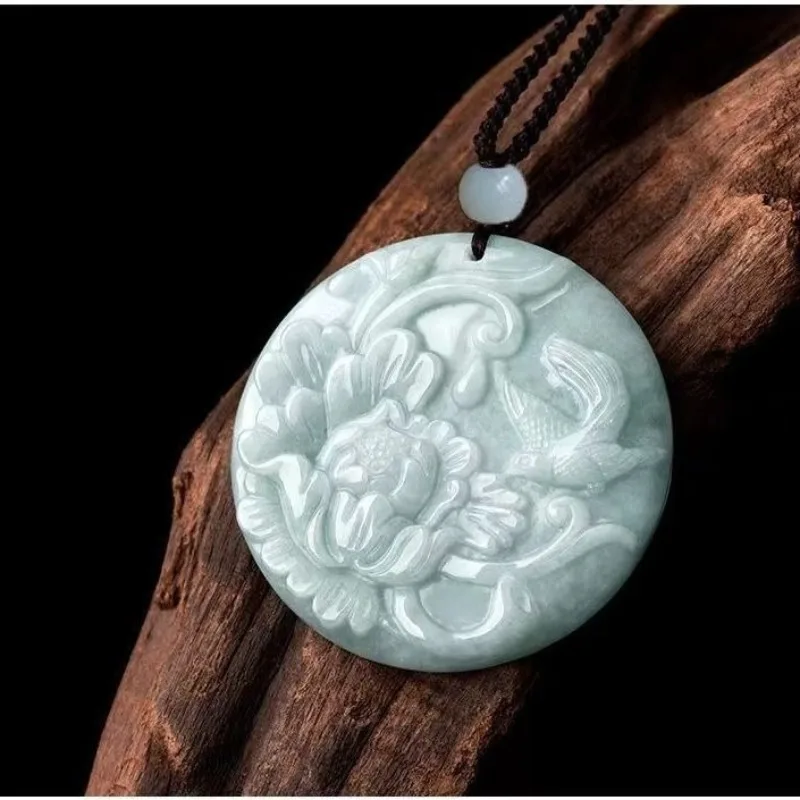 High-grade Jadeite Glutinous Seed Pendant Magpie Peony Ice Seed Unisex Ethnic Style Pendant