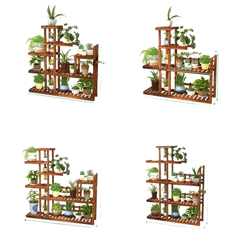 Last One Wood Flower Rack Plant Stand Shelves Bonsai Display Shelf  Indoor Yard Garden Patio Balcony Flower Stands Plant Shelves