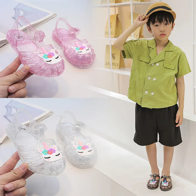 sandalias Child Sandals Summer New Cute Boy Beach Shoes Transparent Jelly Princess Shoe Breathable Roman Shoes Children Shoes