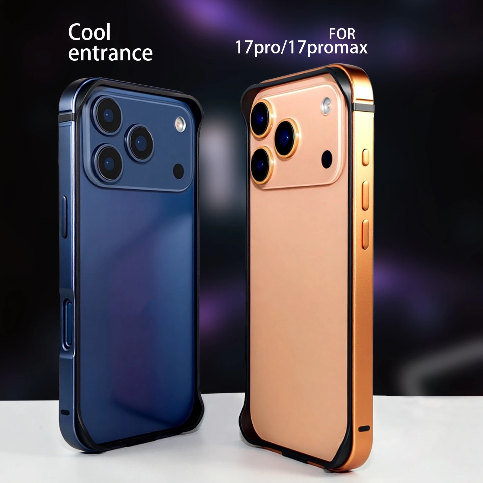 For iPhone 17 Pro Max 17Air Luxury Metal Bumper Case Aluminum Alloy Frame Phone Cover Soft Silicone Lining Shoockproof