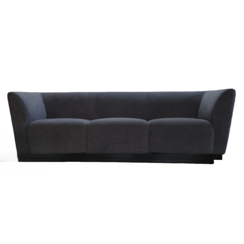 

European-style living room three-person sofa ice flower velvet fabric gray Italian minimalist modern solid wood sofa