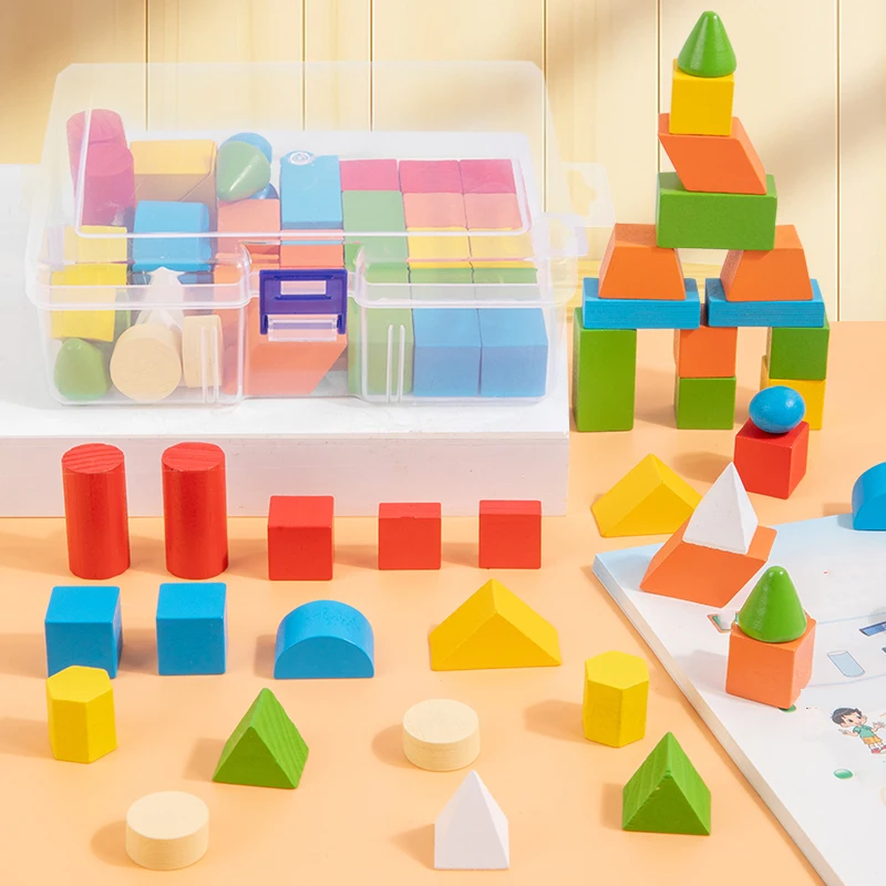 16/24/38 قطعة اللبنات الخشبية الساخنة مجموعة تجميعها اللبنات شكل الطفل اللون في وقت مبكر ألعاب تعليمية هدايا للأطفال #2