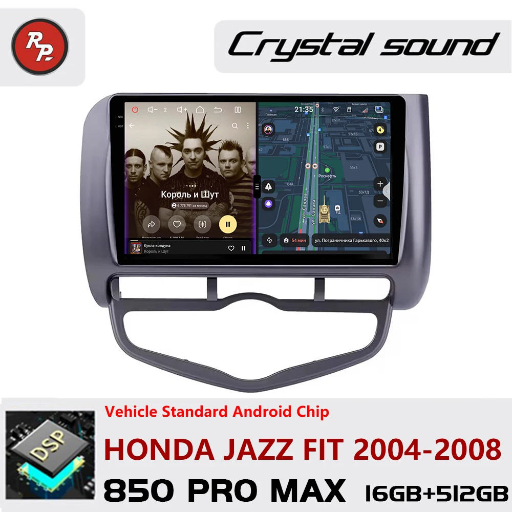 Redpower Crystal Sound 850 Pro Max Android Car Radio Player Screen for Honda Jazz Fit 2004-2008 CarPlay Bluetooth Hi-Fi
