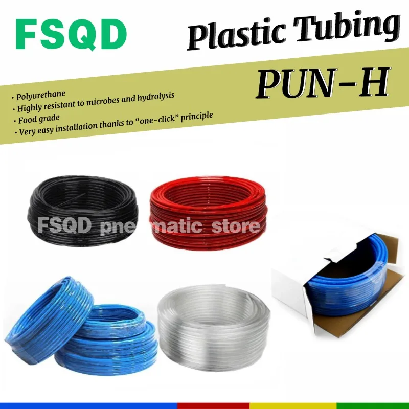 أنابيب بلاستيكية PUN-H-3x0.5 4x0.75 6x1 8x1.25 10x1.5 12x2 14X2 16X2.5-SW-GN-GE-BL-RT-NT FSQD PUN-H سلسلة مقاومة للتحلل المائي