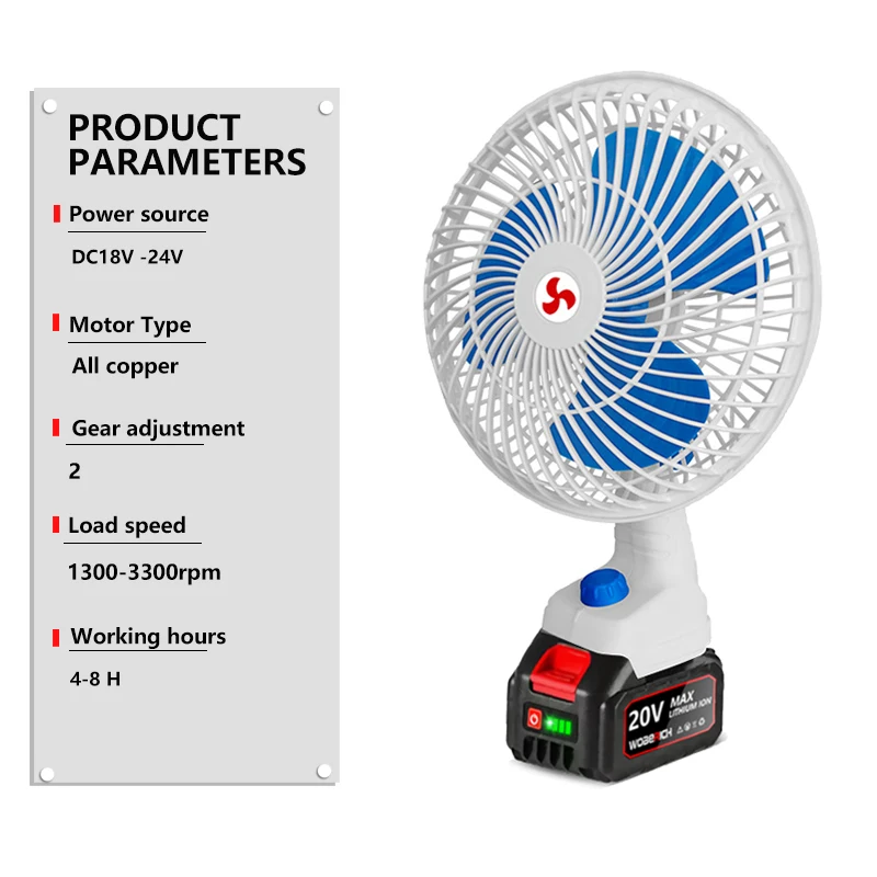 Imagem -05 - Metal Portátil Camping Fan Wireless ao ar Livre Pesca Desktop Vento Forte Fit Makita 18v Bateria 8