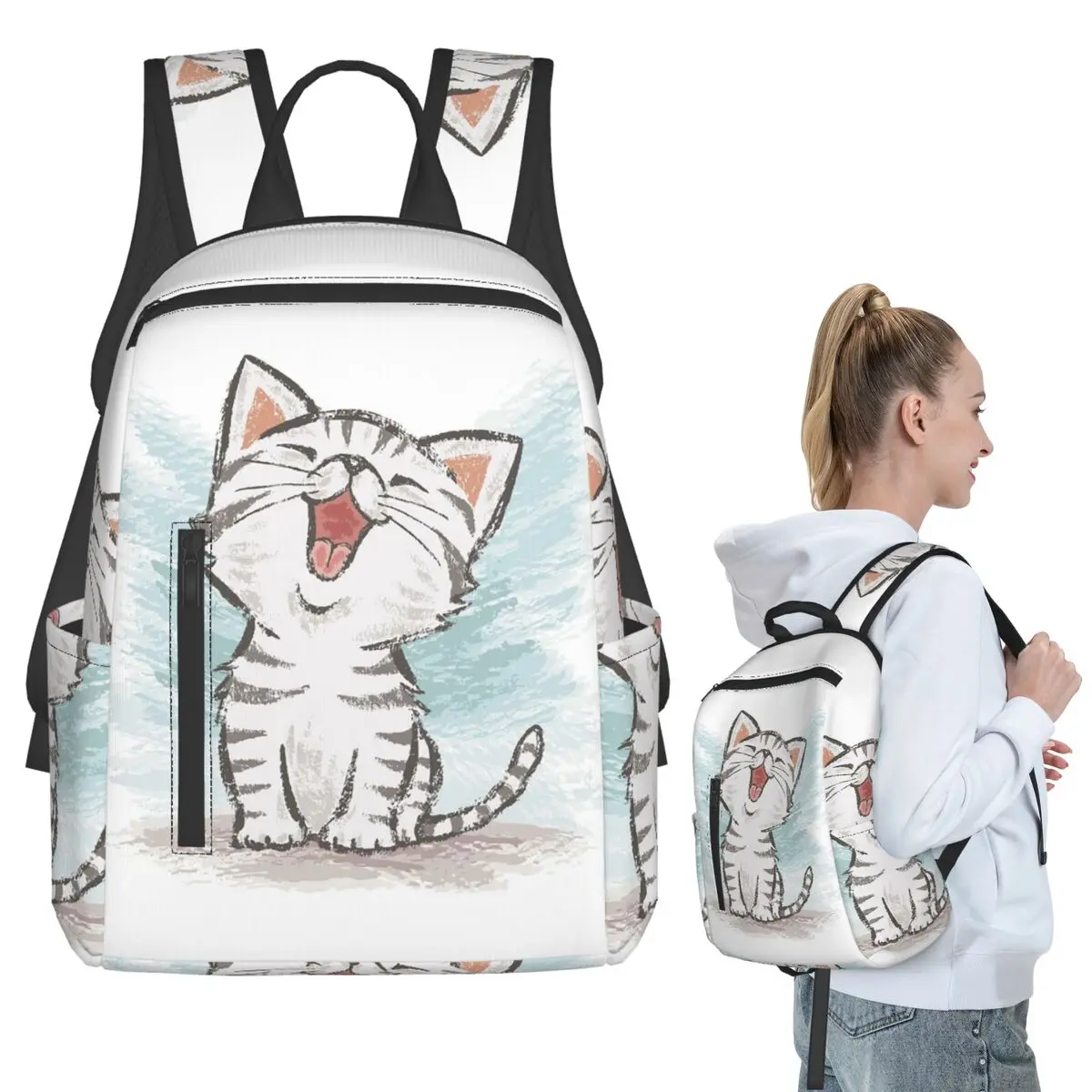 

American Shorthair Happy Backpack Student BookBag Kids School Bag Laptop Shoulder Bags Boys Girls