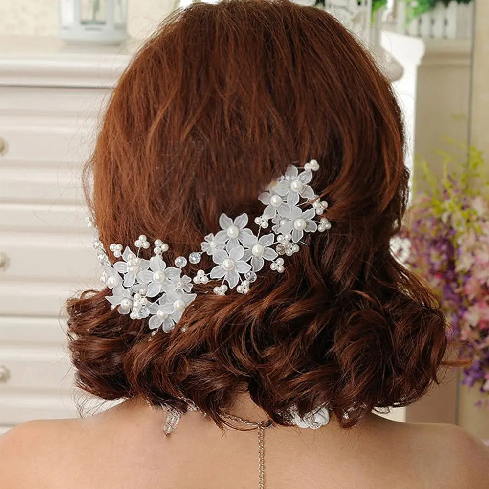 Festival Wedding Flower Pearl U Shape Flower Pearl Hairpin Beautiful Headdress Plait Hair Clip Fork Vine Bridal Hair Accessories