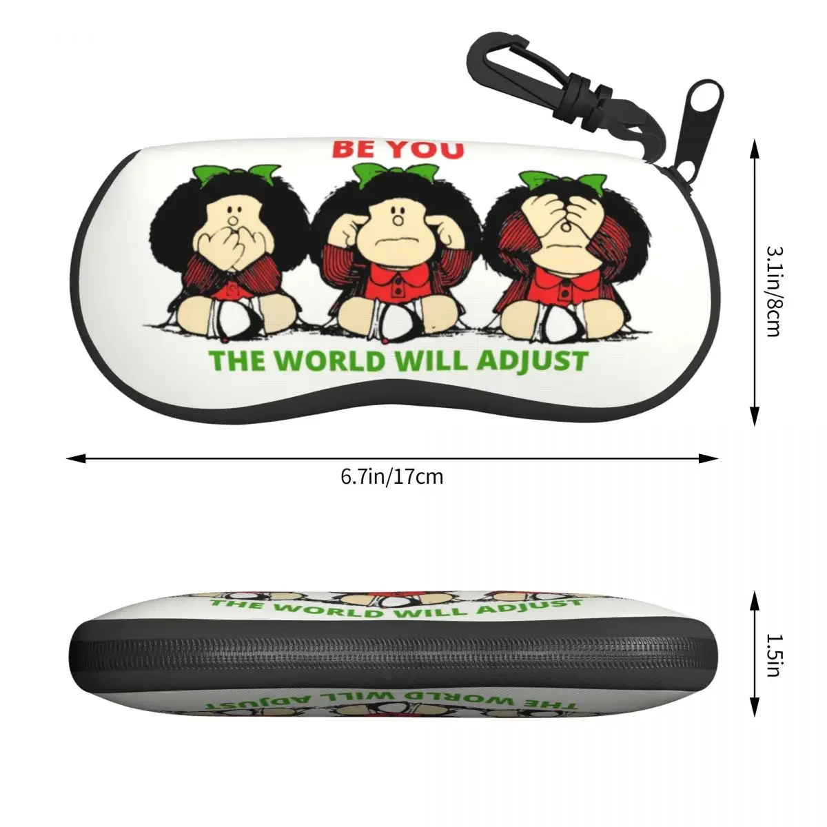 Custom Triple Mafaldas Cartoon Shell Eyeglasses Case Men Women Fashion Argentina Quino Manga Glasses Case Sunglasses Box Pouch