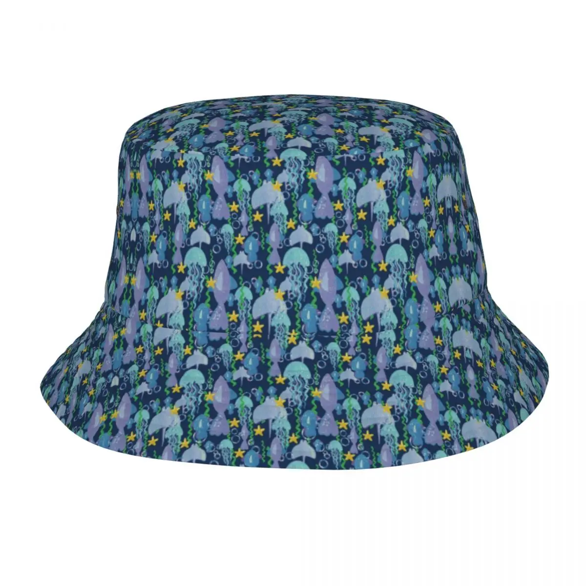 Custom Jellyfish Race Under The Waves Bucket Hats Men Women Fashion Summer Outdoor Sun Fisherman Cap