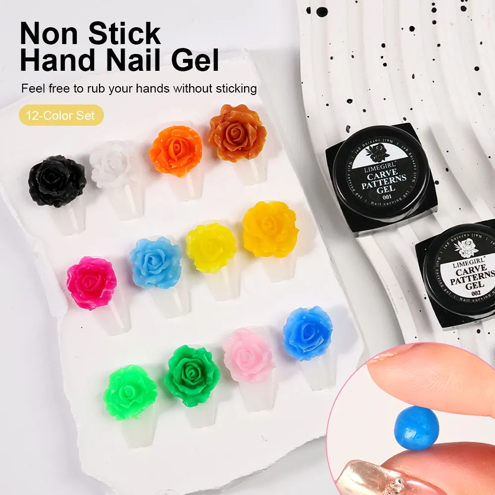 LIMEGIRL Carve Patterns Gel for Sculpture Creative DIY Decoration Painting 3D Nail Carved Gel for Home Manicure 3D Gel Nails Art