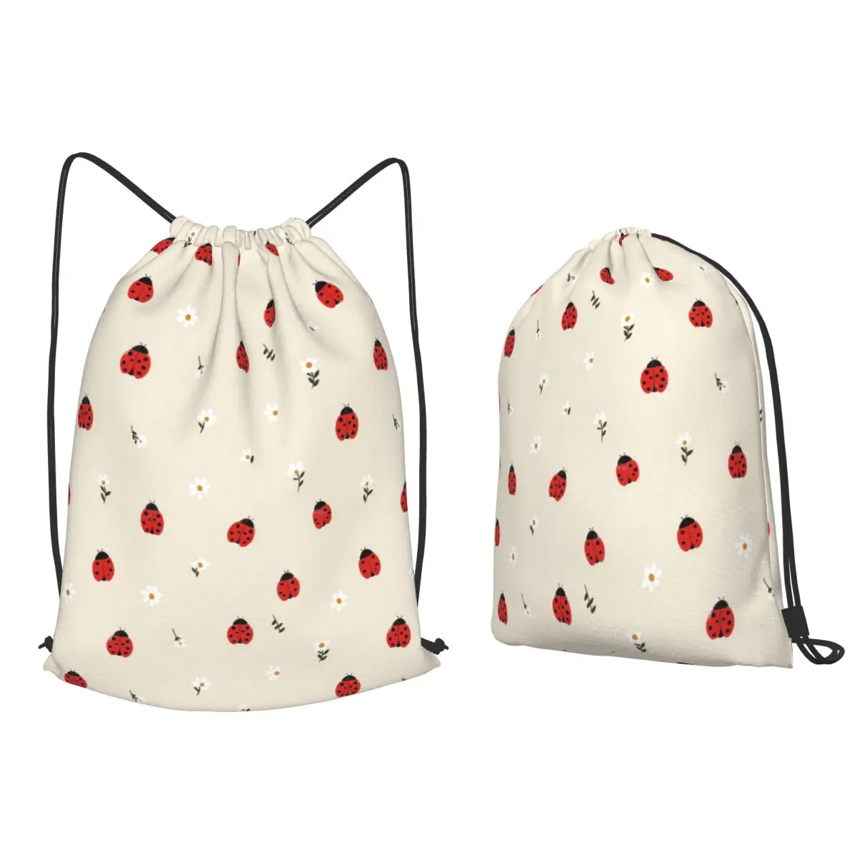 Ladybug Parade Through Meadow Dreams Backpacks Casual Drawstring Bags Sundries Bag Book Bags for Man Woman Students