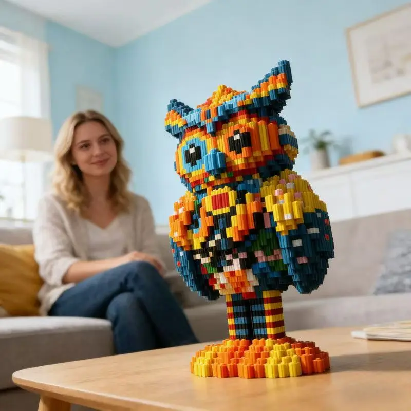 

2548 Pieces of Owl Building Blocks and Decorations, Offering a Certain Level of Challenge, Suitable for Games, Puzzles