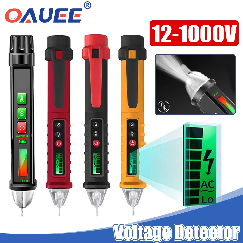 Oauee Electric Indicator 1000V Non-Contact Socket Wall AC Power Outlet Voltage Detector Sensor Tester Pen LED Light Test Pencil