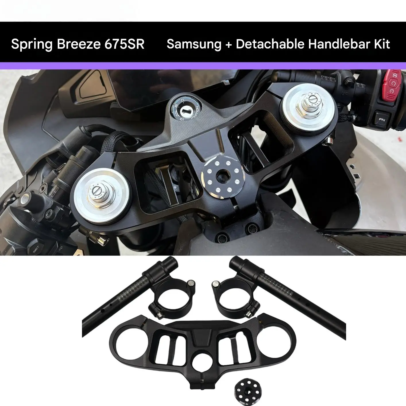 For 675SR-R Lowered Clip On Handlebar Top Yoke Triple Tree Adjust Riding Posture For High Speed Track Racing Parts