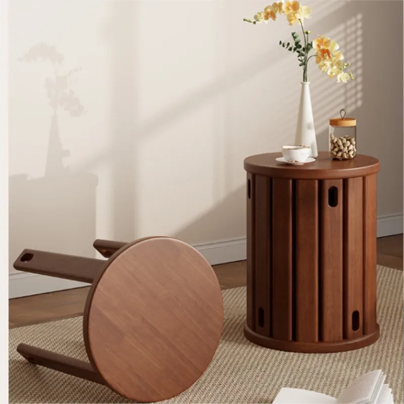 X&D Solid Wood Stacked Round Stool For Home Use Stackable And Space Saving Creative Door Stacking Fun Low Stool New DropShipping