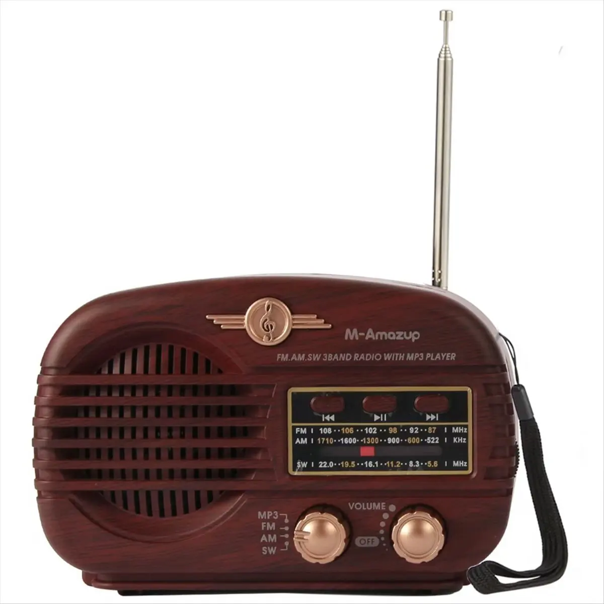 Promotion Retro Bluetooth Radio, Portable Radio AM FM Transistor Battery Operated Radio USB Music Player Dark Brown