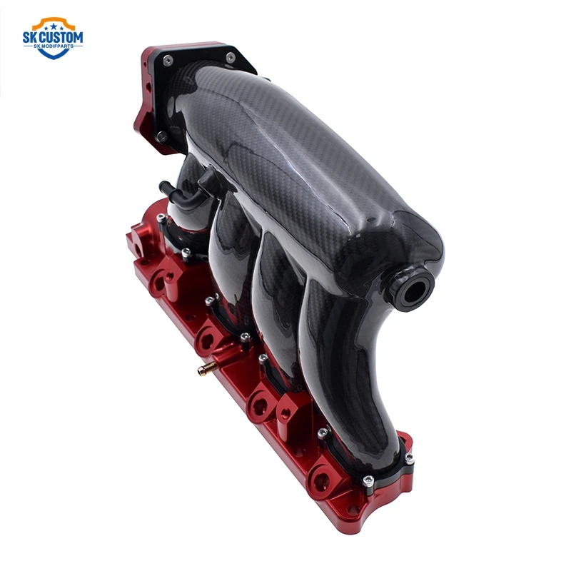 For SK CUSTOM 70mm Throttle Body Real Carbon Fiber Intake Manifold for Honda K20 K24 Engine