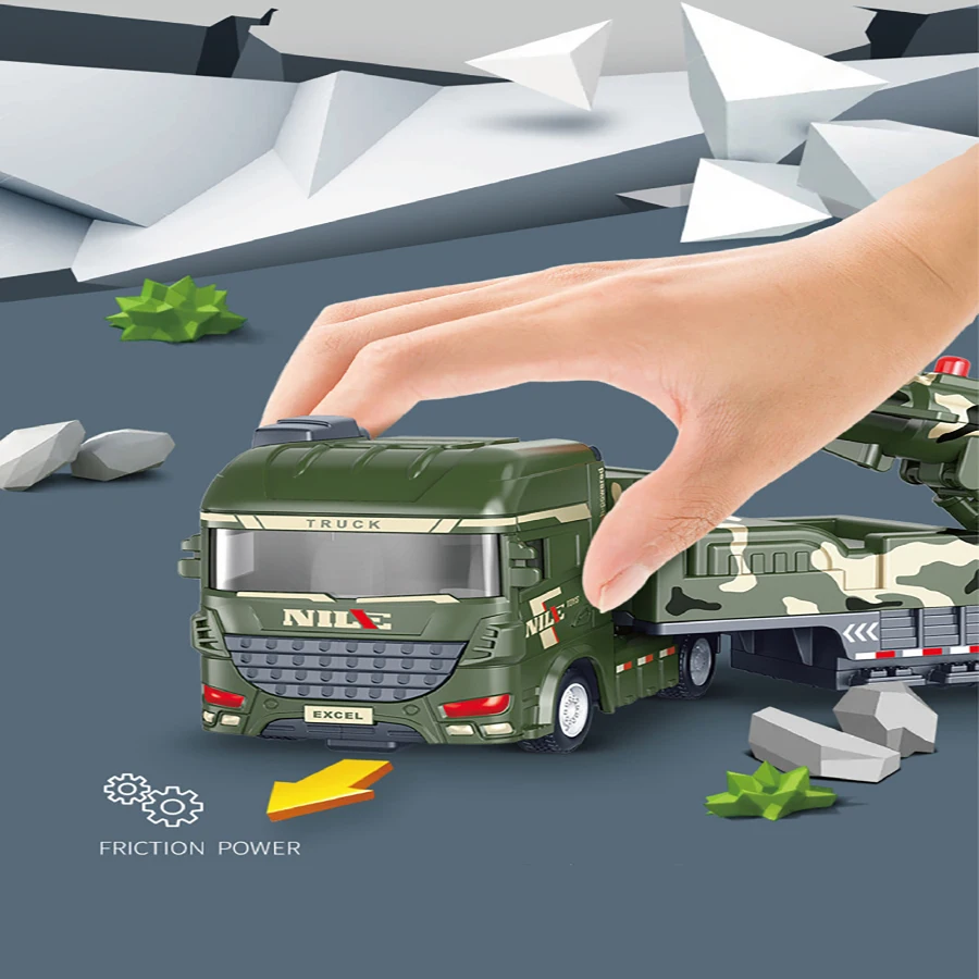 1 個-模擬慣性軍用牽引トラックロケットミサイル車両核爆弾大砲モデル子供のおもちゃの車の誕生日ギフト