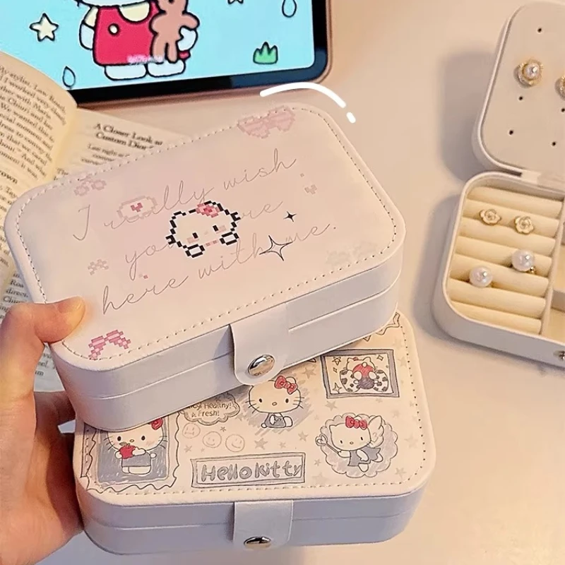 

Портативная шкатулка для украшений Hello Kitty: изысканный дорожный органайзер для серег, колец, пусет и ожерелий