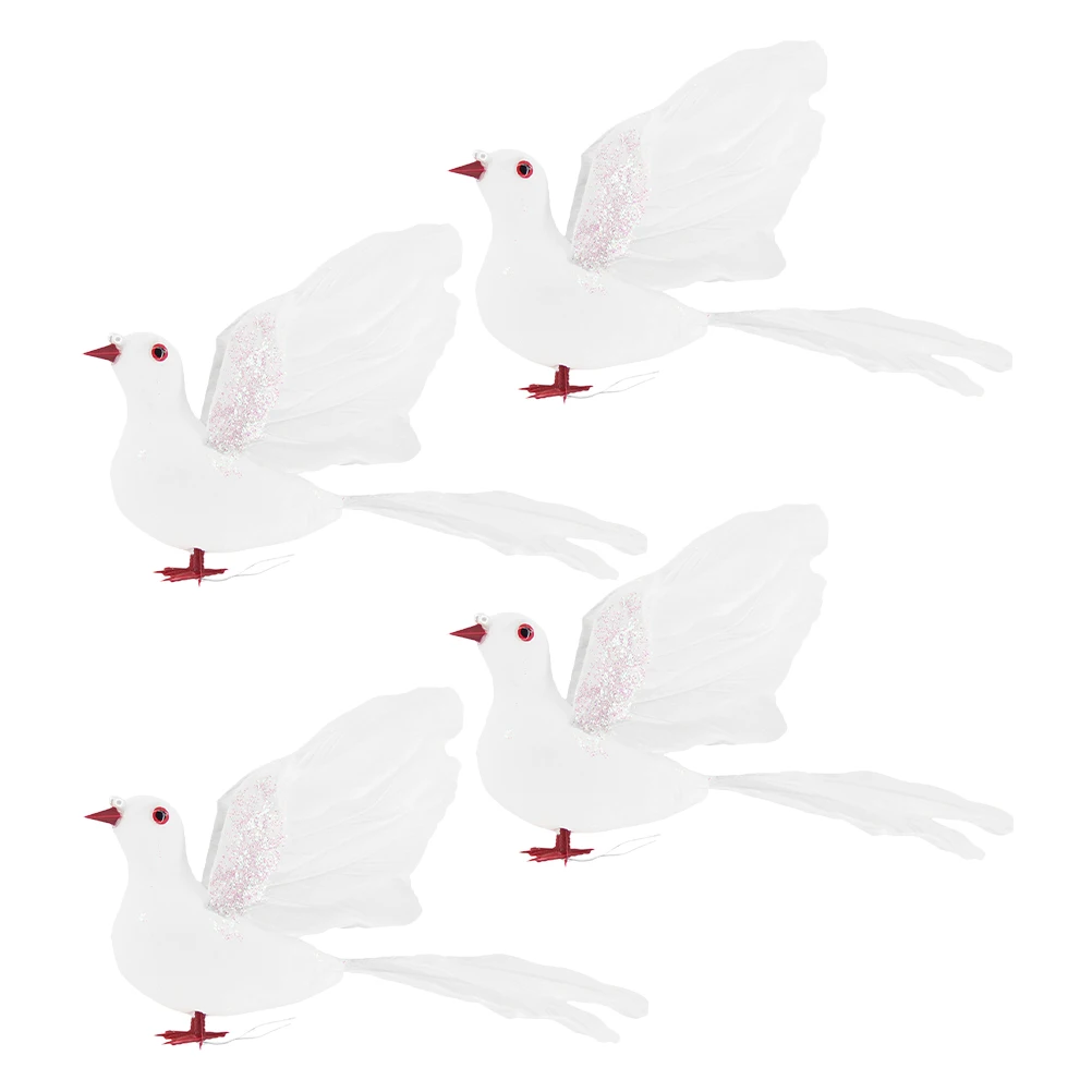 

4 Pcs Simulated Pigeon Decoration Craft Foam Dove Artificial Birds Ornaments Xmas Tree