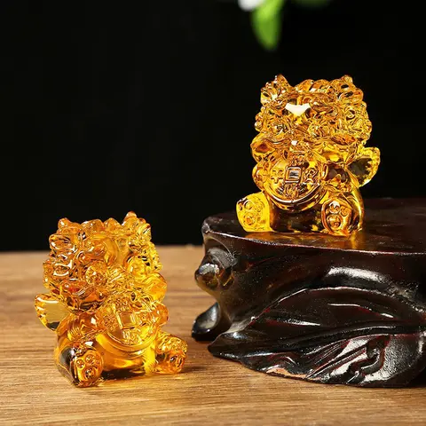 풍수 금색 삼키는 짐승 행운의 부, 중국 금화, 홈 오피스 장식, 탁상 장식품, 행운의 선물