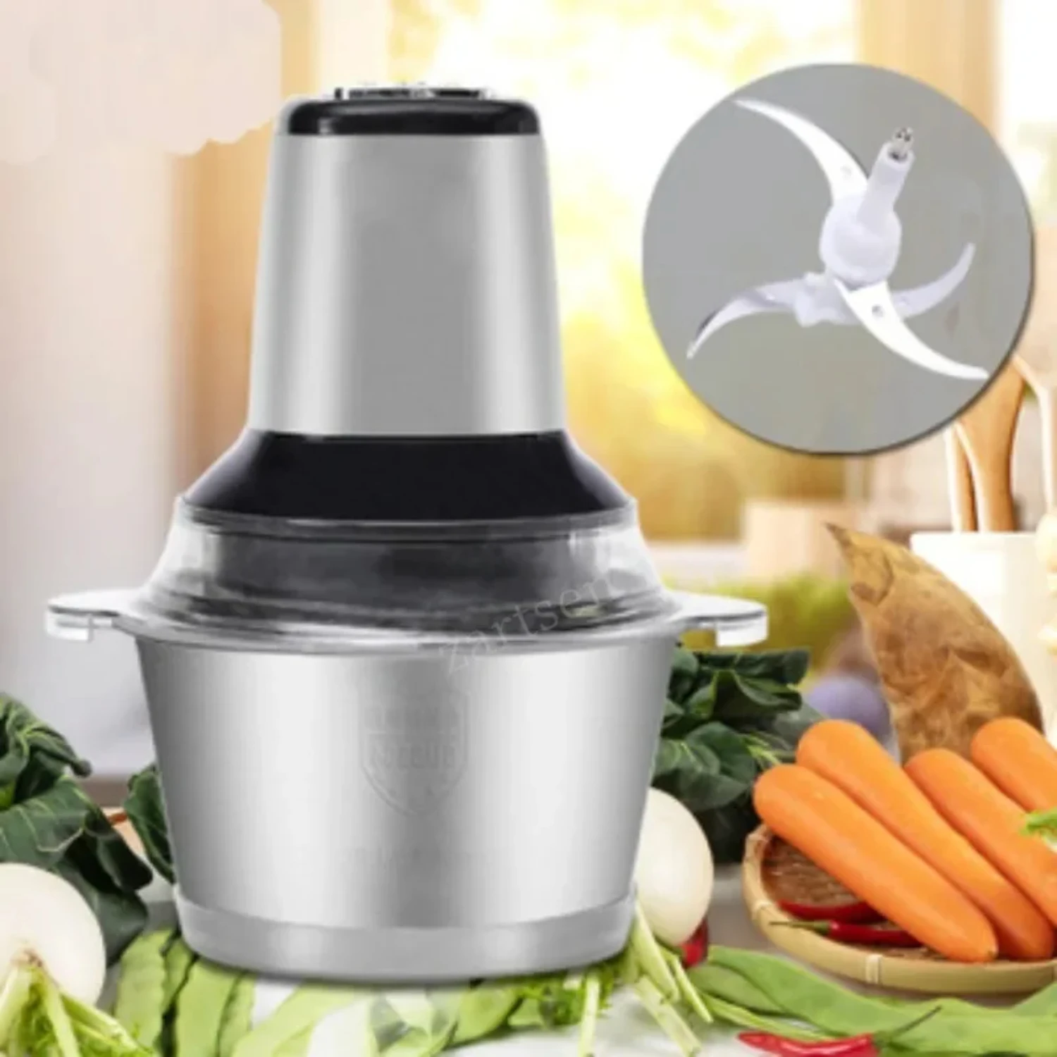 NEW Efficient Stainless Steel 500W Motor 2L/3L Chopper Meat Grinder Mincer Food Processor Slicer for Quick Food Preparation