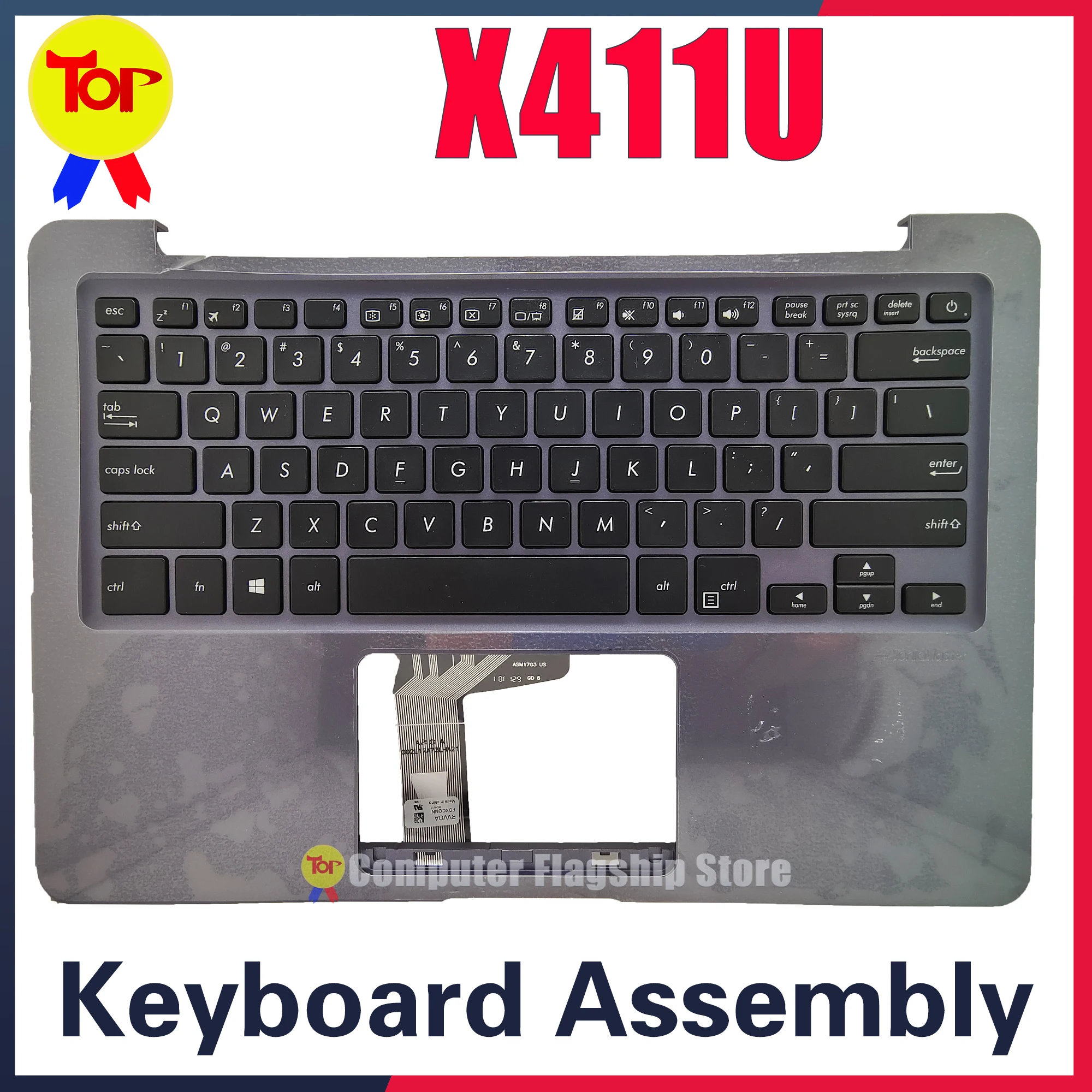 

KEFU X411U For ASUS Laptop Keyboard S410U X411U X411UA X411UN X411UV X411UQ S4200U Original Keyboard Palmrest C Shell Assembly