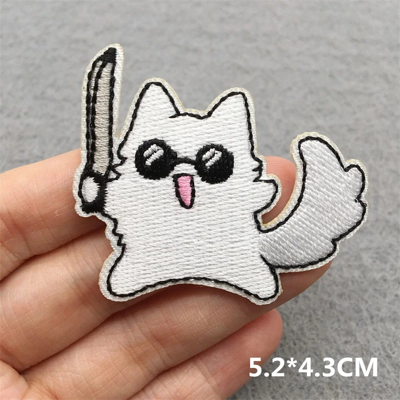 Schwarz-weiße Aufnäher zum Aufbügeln für Kleidung, Cartoon-Katze, Aufnäher auf Kleidung, Stickerei-Patch, DIY-Applikationen, Abzeichen, Aufkleber – Detail 7
