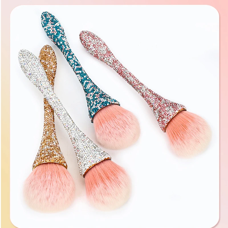 Professionals Nails Art Brush Luxurious Glitter Handle Nail Brush Dust Cleaning Make Up Brush Manicure Accessories Tools