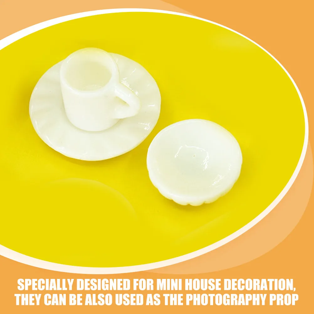 

1 Set Mini Coffee Mug Saucer Bowl Resin Realistic Dollhouse Accessories Miniature Coffee Cups Decoration Mini House Photo Props