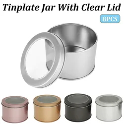 Metal Tin Cans Tinplate Jars With Clear Window Lid Small Metal Travel Tins for Storing Lip Balm Candles Cosmetic Kitchen Office