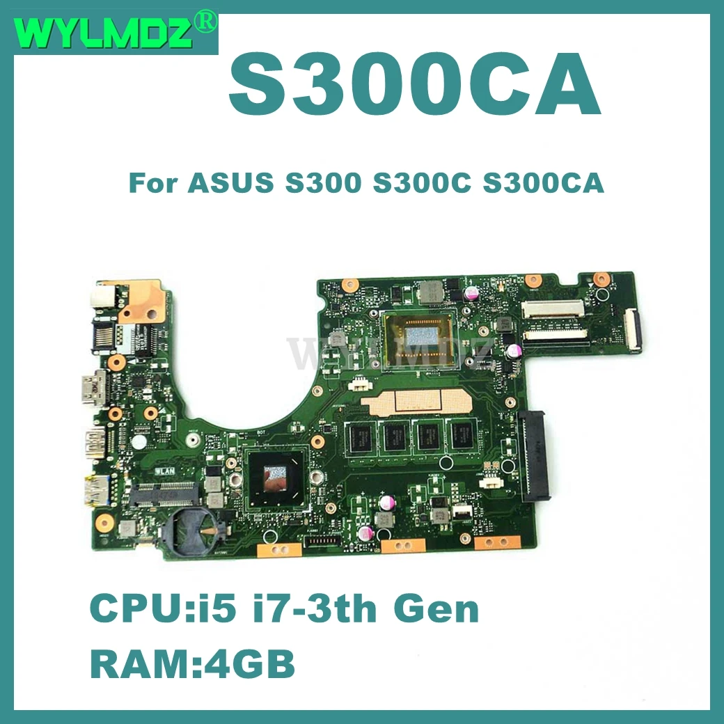 S300CA Notebook Mainboard For ASUS S300 S300C S300CA laptop Motherboard With i5 i7-3th Gen CPU 4GB-RAM  100% Tested OK