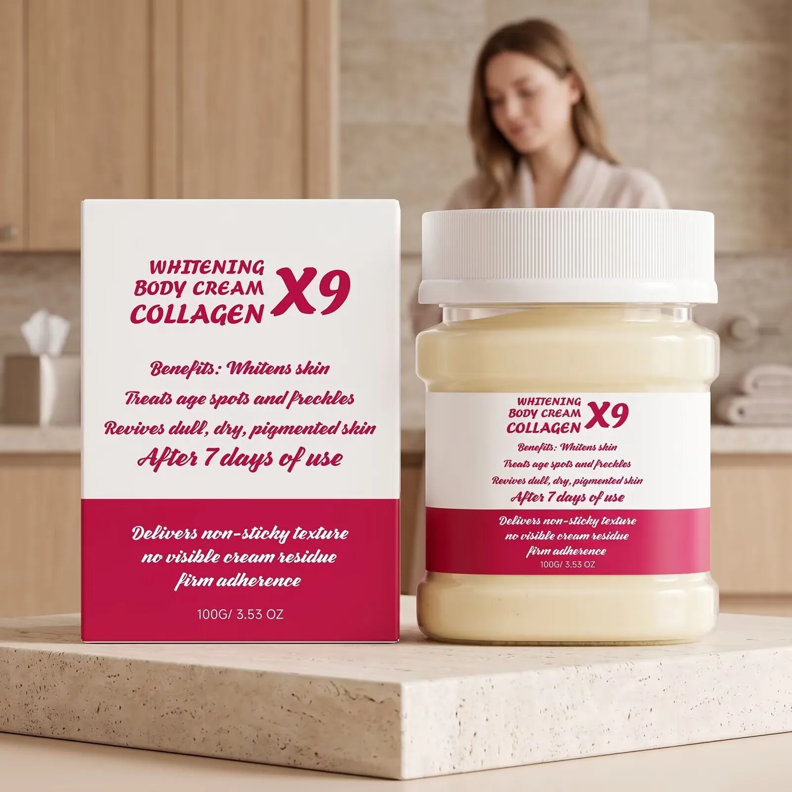 X9 Gold Glutathione Whitening Body Lotion Moisturizing Brightening and Firming Body Cream 100g