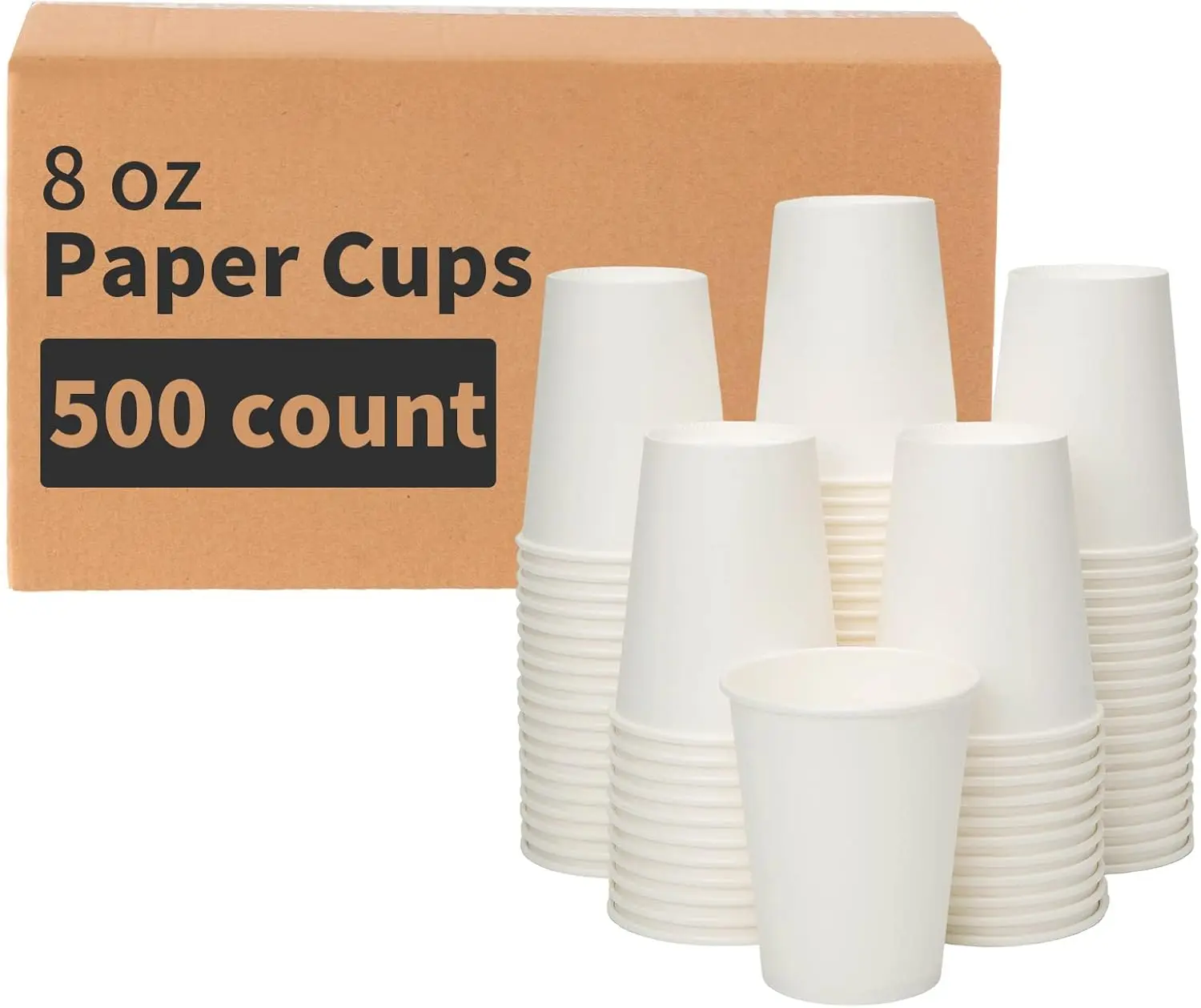

8 oz 500 Pack Disposable Paper Coffee Cups, Disposable Paper Cups, Hot Coffee Cups for Office, Party, Home