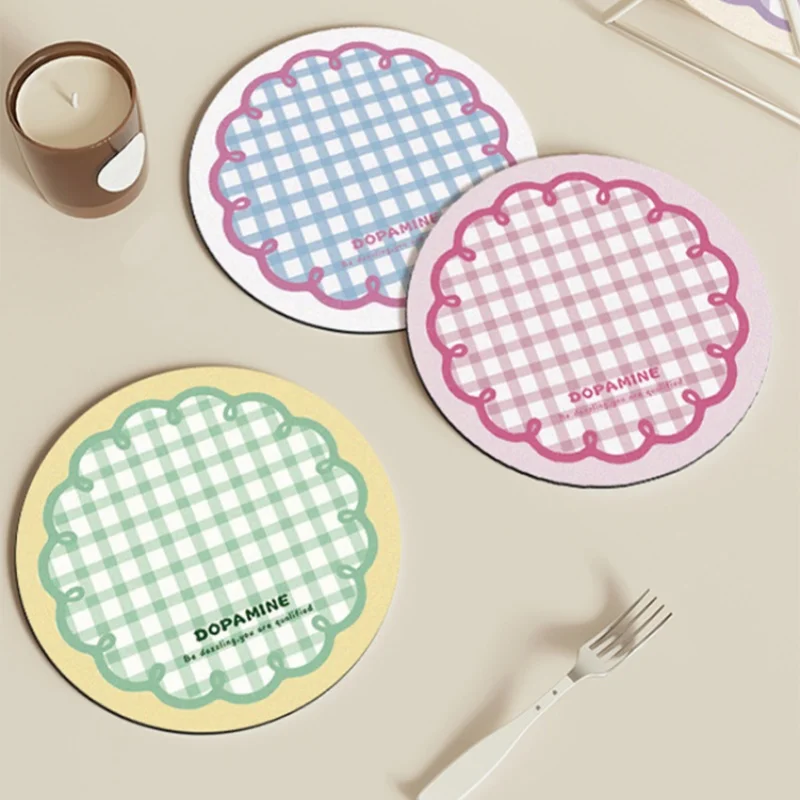 

Round Lattice Coasters Waterproof Heat Insulation Mats Simple Non-slip Coaster Home and Decoration Kitchen Utensils