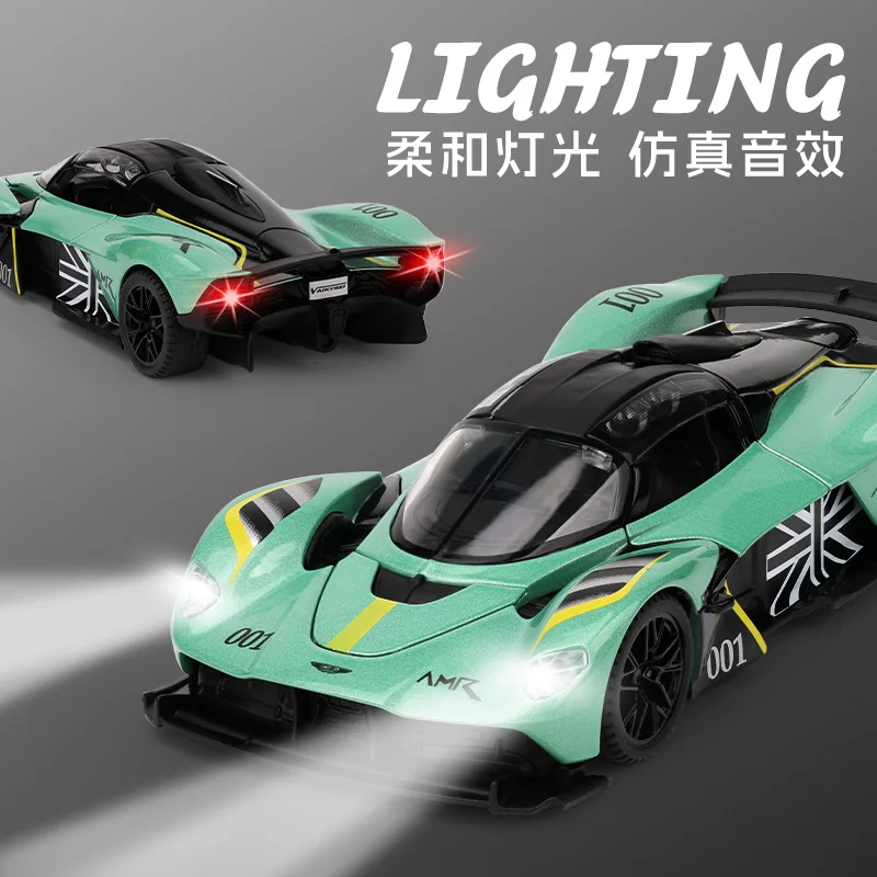 1:32 مقلد أستون مارتن فالكيري Supercar سبيكة لعبة مجسمة سيارة الصوت والضوء التراجع سيارات لعبة الأولاد هدية المقتنيات