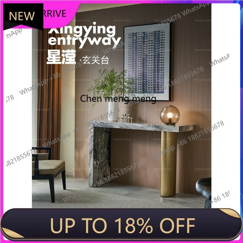 

C88 Light luxury high-end household Italian natural marble entrance cabinet with entrance door against wall