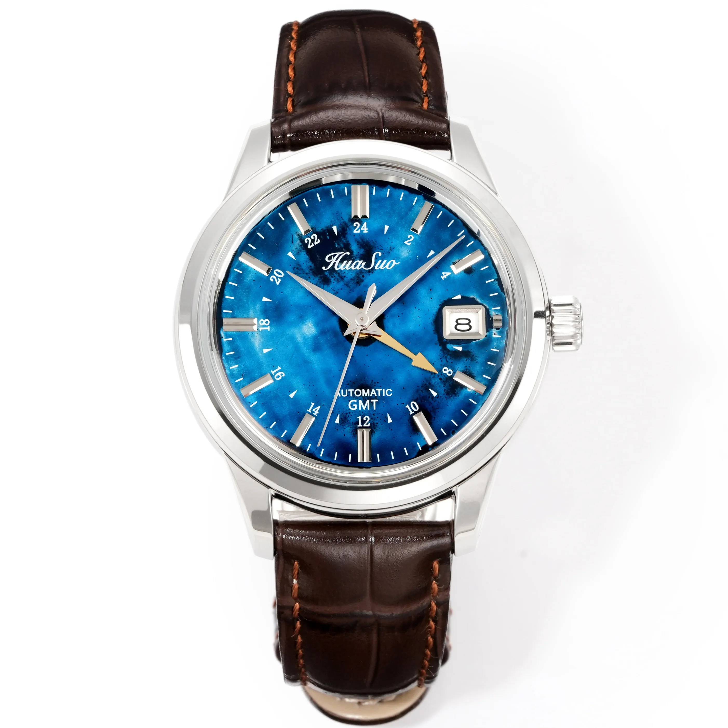 

Blue Green Treasure Sand Lacquer Craftsmanship Dial Huasuo Mechanical Movement GMT Function High-end Men's Watch
