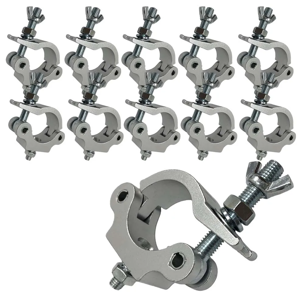 10pcs Tube 44-53mm 1.73-2.09 in Load250kg Aluminum Stage Light Truss Display System Accessories Coupler Pipe Truss Clamp Hook