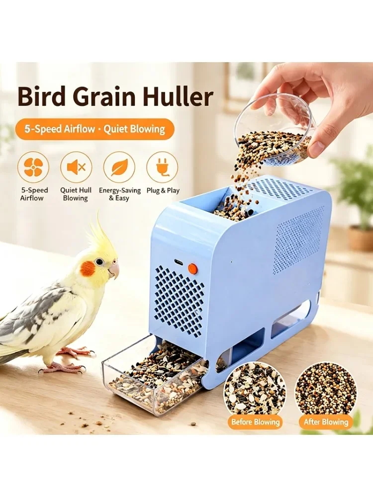 Elektrische Vogelfutter-Schalenblasmaschine, Luftstrom mit einstellbarer Geschwindigkeit, effizienter Vogelfutter-Separator, leiser Getreideräumer, einfach zu bedienen