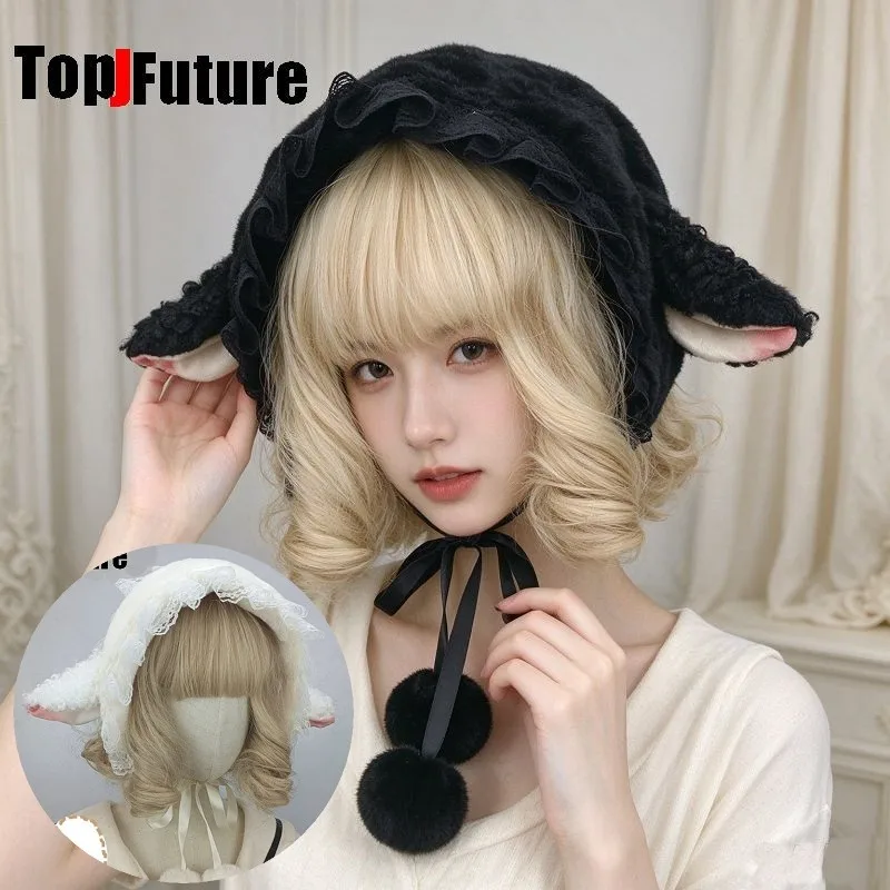 Handmade Original Lolita Earmuffs Sheep Ear Warmers Cute Japanese Style JK Fluffy Lamb Ear Muffs Women Warm Fashion Accessories