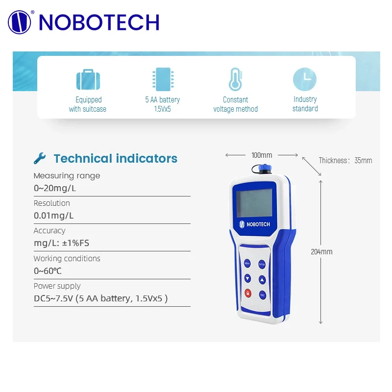 NOBOTECH Portable Ozone Meter for Water CLN-170 Handheld Water Dissolved Ozone Meter Portable Water Ozone Meter