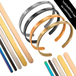 1 PCS PVD stainless steel C open mirror bracelet strip 16cm can be customized Logo charm hand semi-finished material steel blank