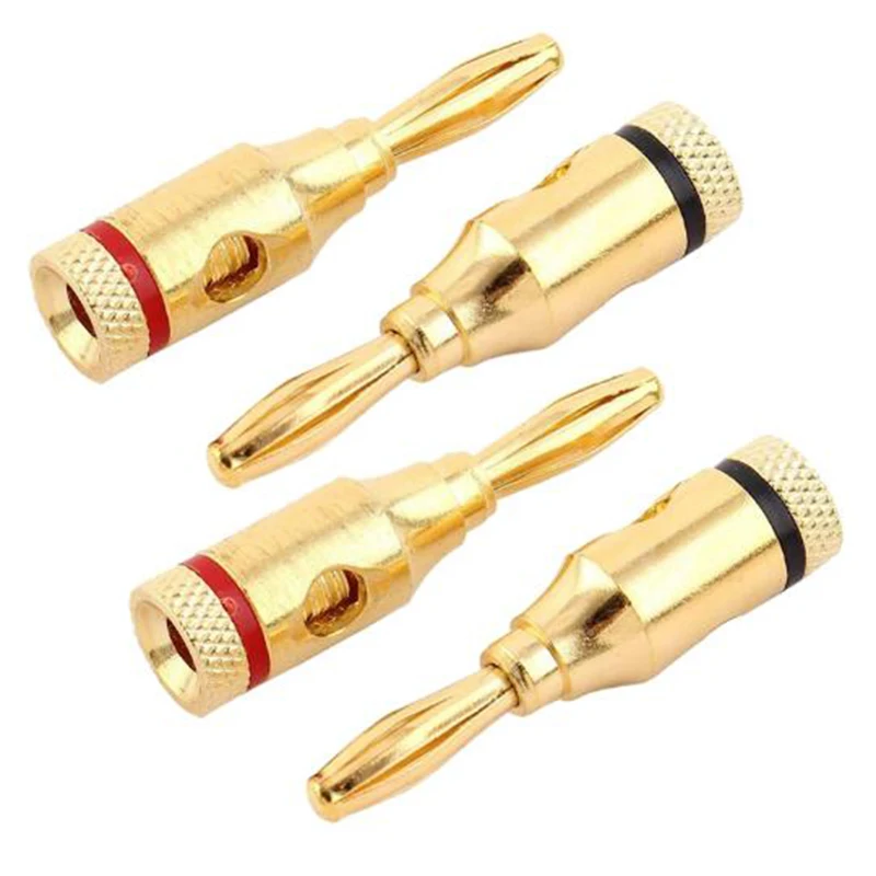 12 Uds. Cable Musical chapado en oro de 24k conector Banana conector de altavoz de Audio Pin chapado